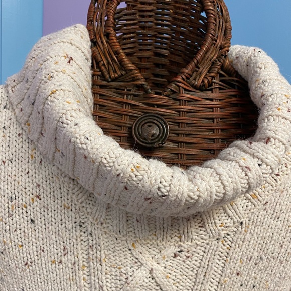 Cute Beige Cowl Neck Sweater with Colorful Rainbow Flecks - Picture 4 of 10